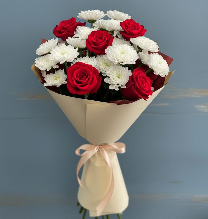 Букет цветов из: Розы и Хризантемы в Балтийске