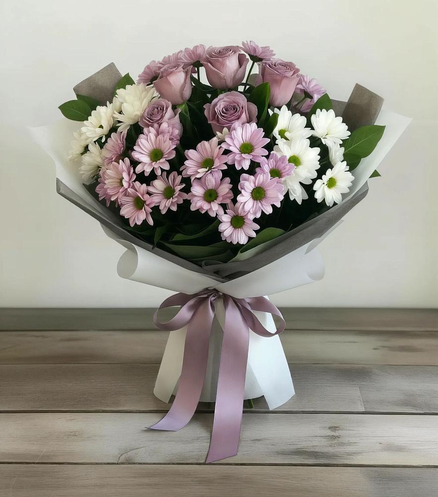 Букет цветов из: Хризантемы и Розы в Балтийске