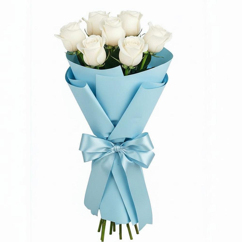 Букет 7 белых роз Проуд в Балтийске