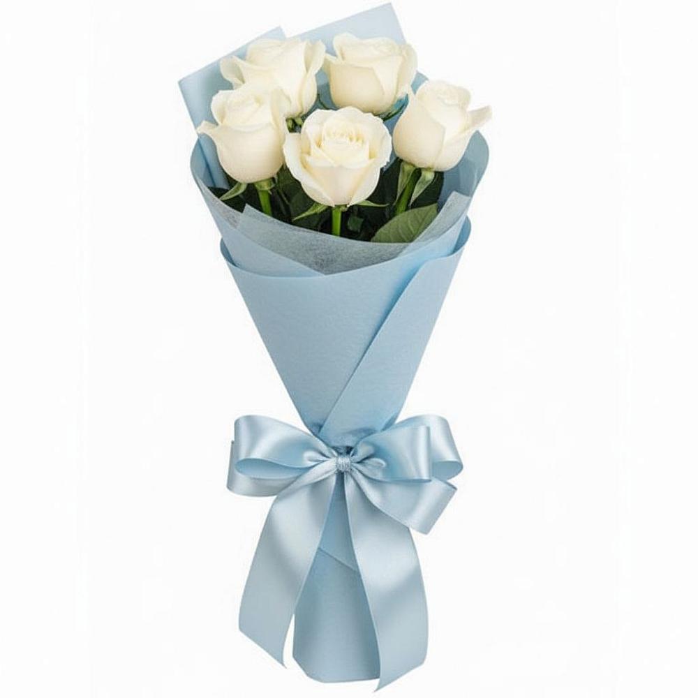 Букет 5 Белых роз Проуд в Балтийске