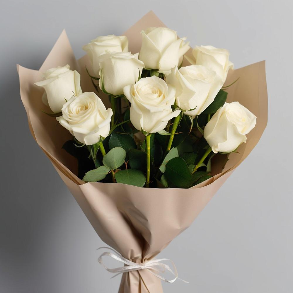 Букет 9 Белых роз Эдлесс Лав в Балтийске