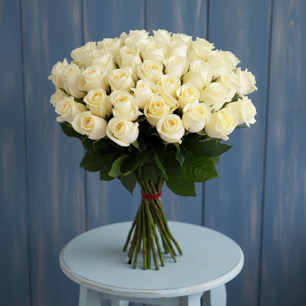 Букет 51 Белая роза Эдлесс Лав в Балтийске