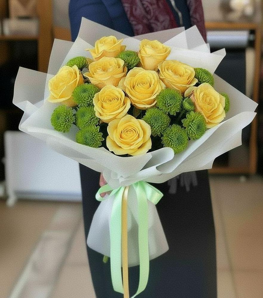 Букет цветов из: Хризантемы и Розы в Балтийске