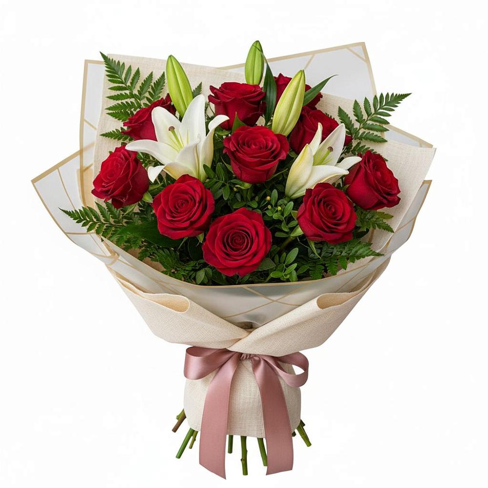 Букет цветов из: Лилии и Розы в Балтийске