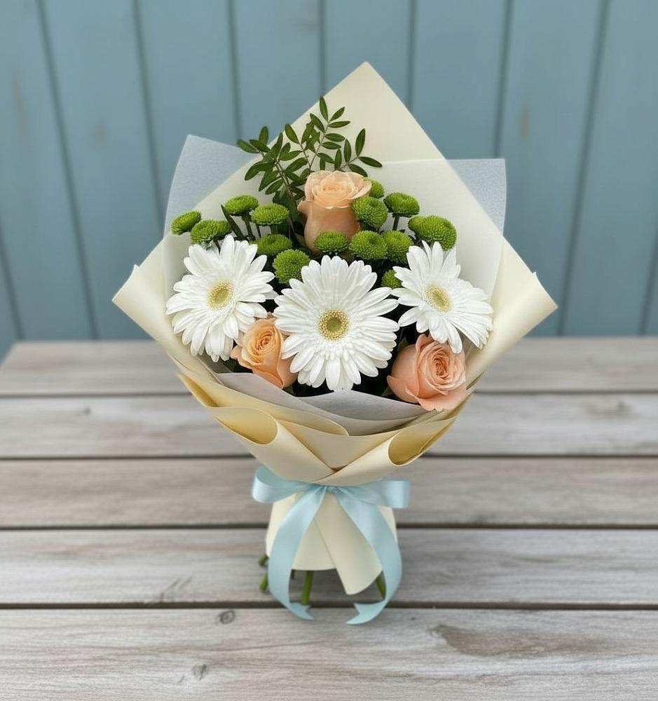 Букет цветов из: Герберы, Розы и Хризантемы в Балтийске