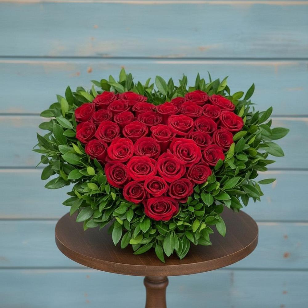 Цветочная композиция из Розы в виде сердца в Балтийске