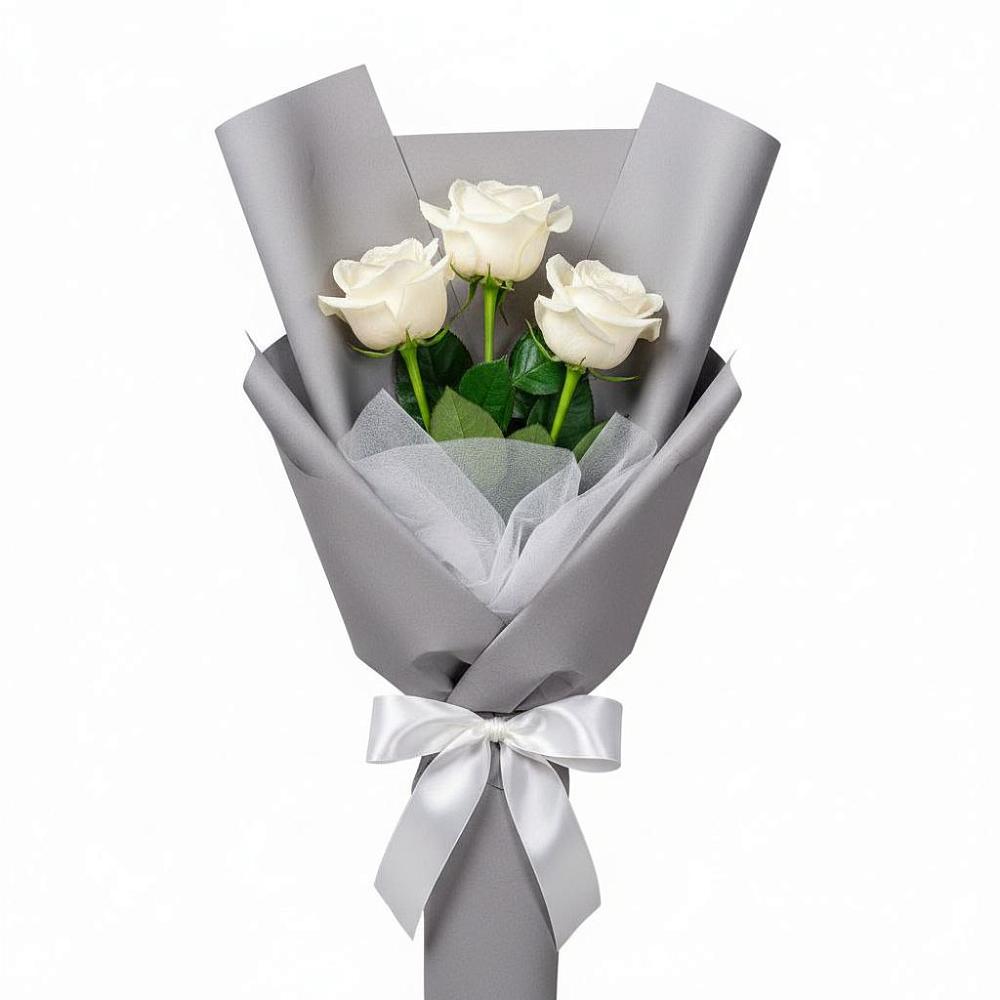 Букет 3 белые розы в Балтийске